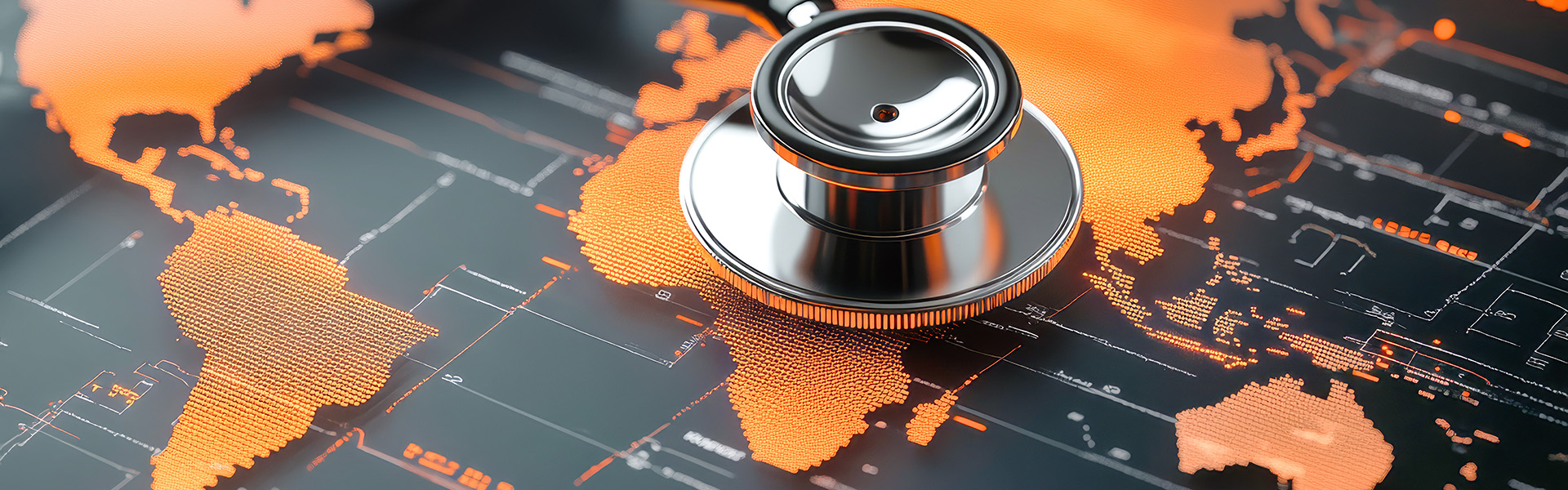 A stethoscope lying over the world