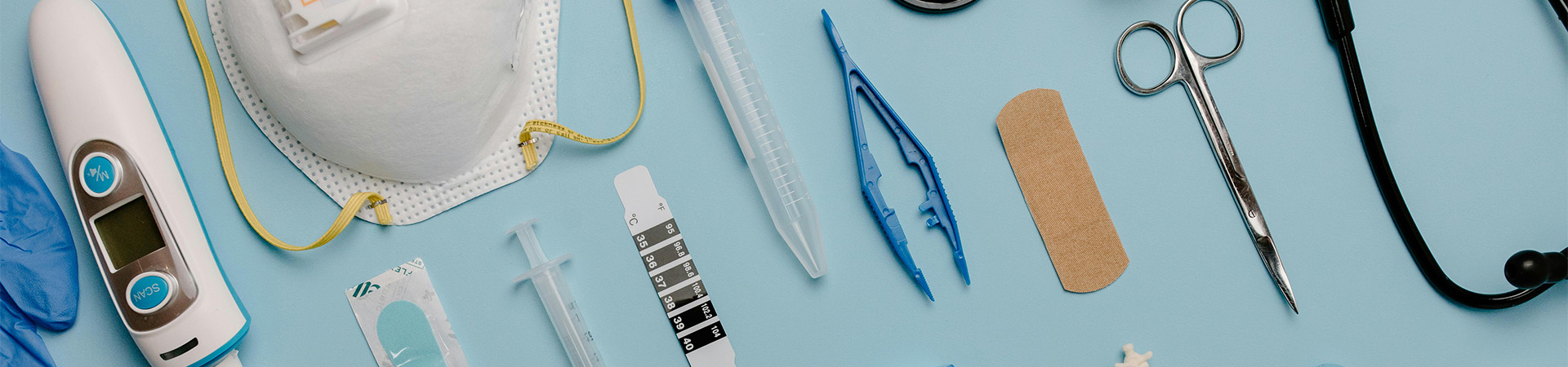 An array of medical instruments and tools